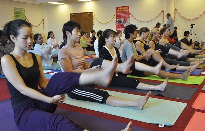 Yoga therapy training in session